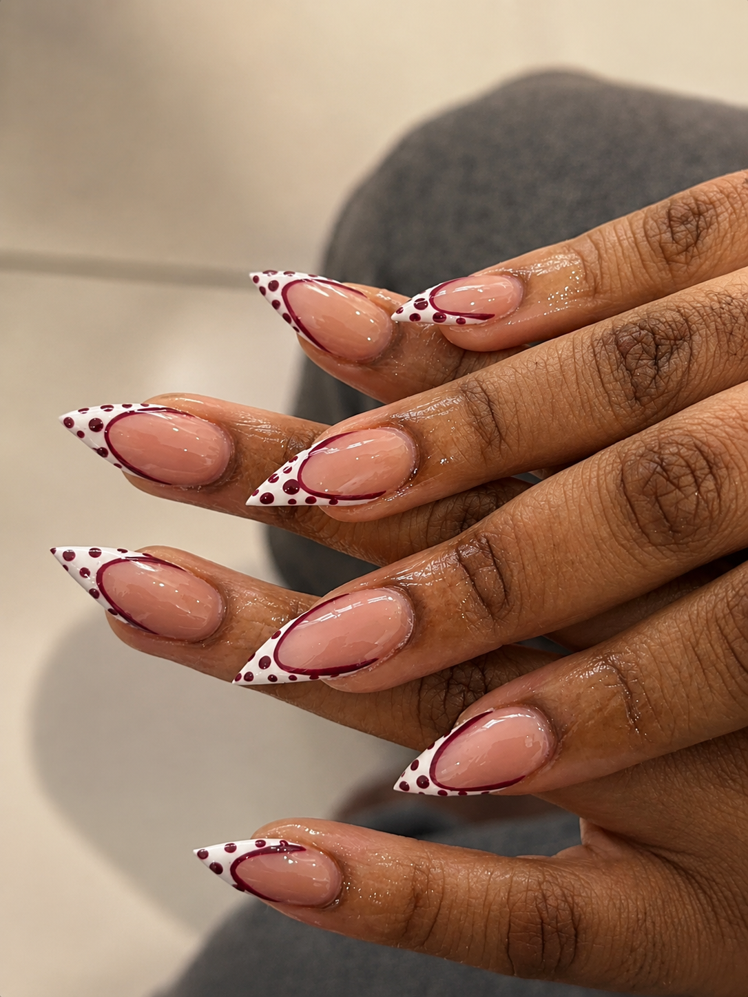 Burgundy stiletto nail set